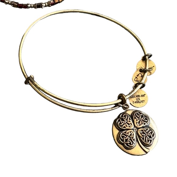 Alex and Ani 2 Piece Antique Gold Bangle Charm Bracelets - Picture 4 of 5